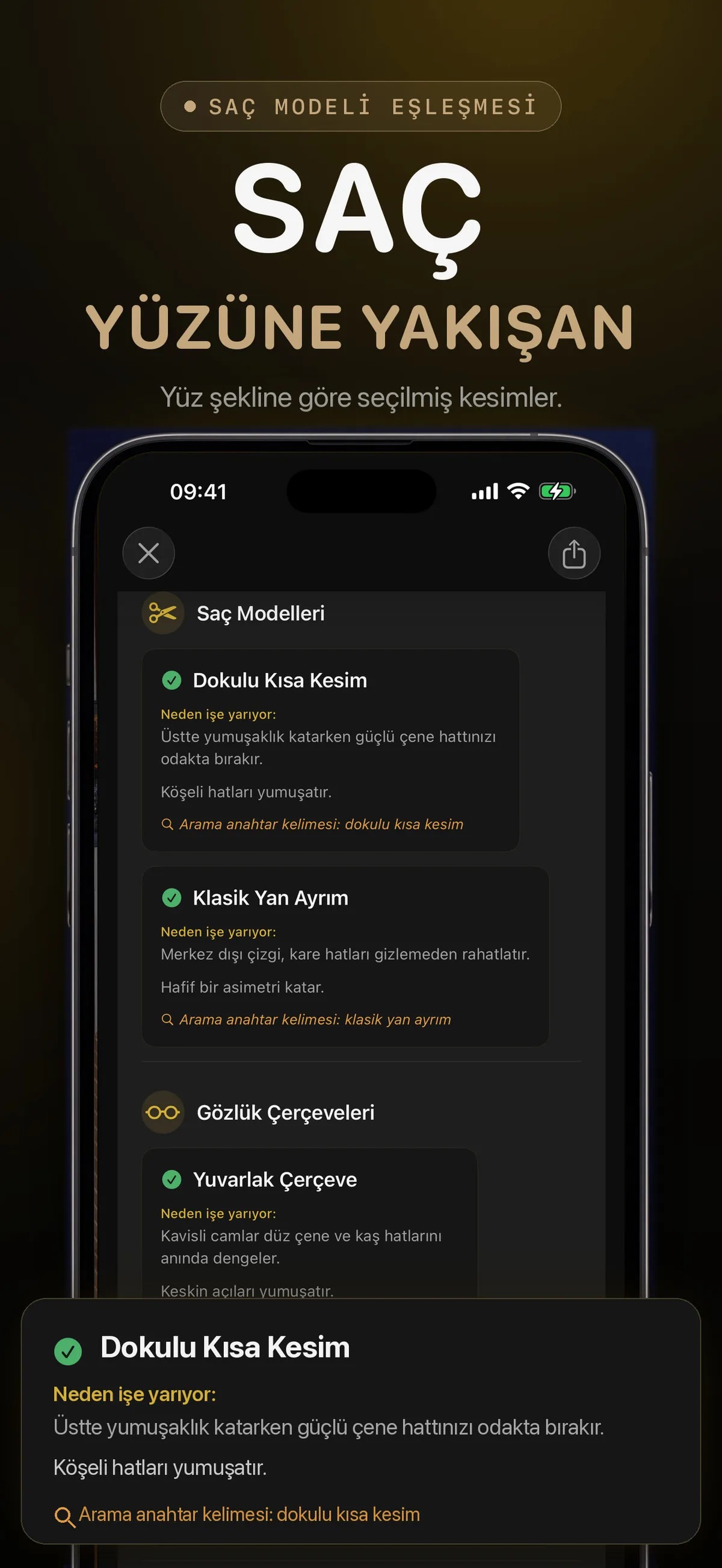 Saç stili önerileri sunan FaceForm uygulama ekranı
